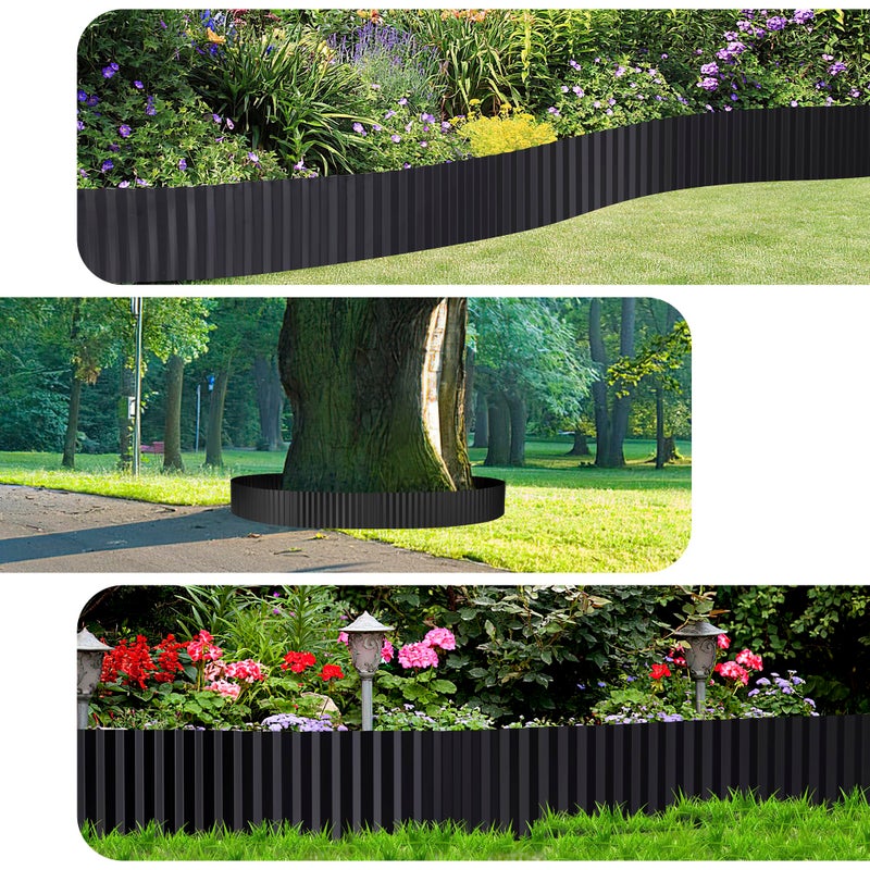 ZXZYHFTY Corrugated Metal Garden Edging, Landscape Edging Border, 6 ""  40 Ft Corrugated Metal Fence for Garden, Flower Bed, Lawn and Landscape Edging (Black) - Image 4